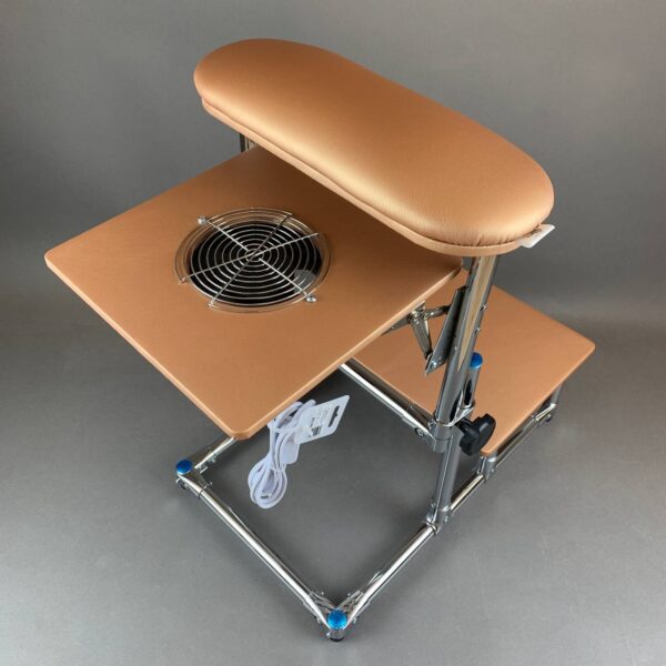 Podnozek-do-pedicure-z-pochlaniaczem-i-polka-AKRI-zloty AKRI Pedicure Footrest with Two Shelves – Professional Pedicure Stand