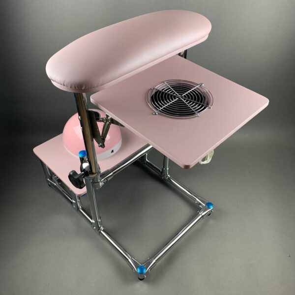 podnozek-do-pedicure-z-pochlaniaczem-i-polka-perla-odcien-rozu AKRI Pedicure Footrest with Two Shelves – Professional Pedicure Stand
