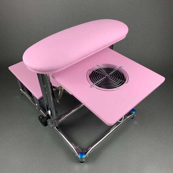 podnozek-do-pedicure-z-pochlaniaczem-i-polka-pudrowy-roz-2 AKRI Pedicure Footrest with Two Shelves – Professional Pedicure Stand